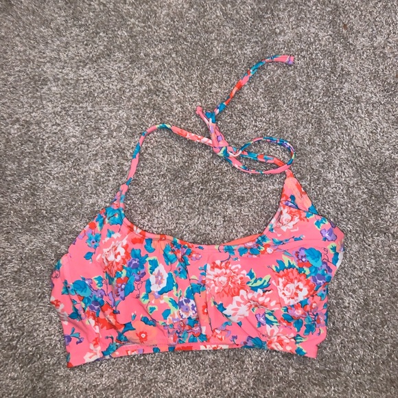 Forever 21 Pink & Blue Floral Swim top size M - Picture 2 of 5
